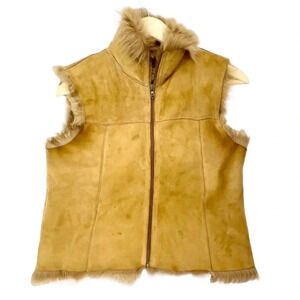 BLUR Leather Fur Lined Vest